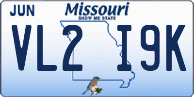 MO license plate VL2I9K
