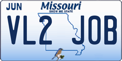 MO license plate VL2J0B
