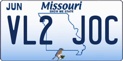 MO license plate VL2J0C