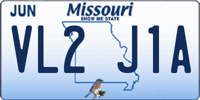 MO license plate VL2J1A