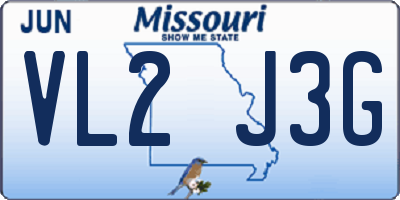 MO license plate VL2J3G