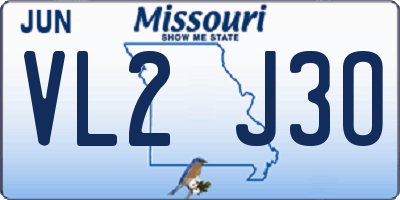 MO license plate VL2J3O