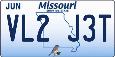 MO license plate VL2J3T