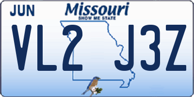 MO license plate VL2J3Z