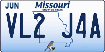 MO license plate VL2J4A