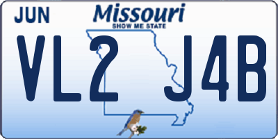 MO license plate VL2J4B