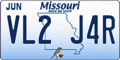 MO license plate VL2J4R