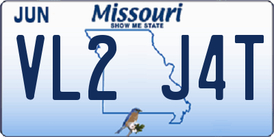 MO license plate VL2J4T