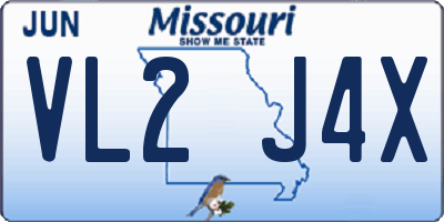 MO license plate VL2J4X