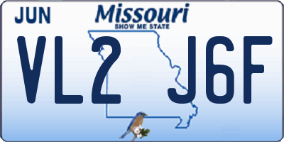 MO license plate VL2J6F