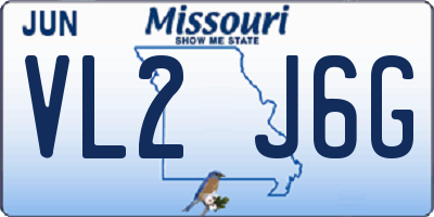 MO license plate VL2J6G
