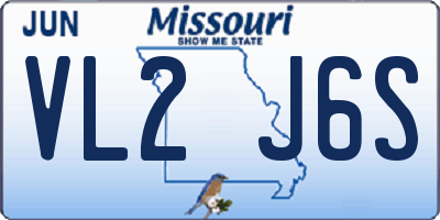 MO license plate VL2J6S