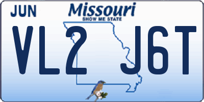 MO license plate VL2J6T