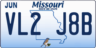MO license plate VL2J8B