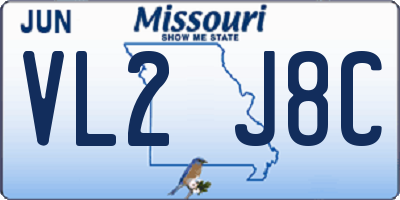 MO license plate VL2J8C