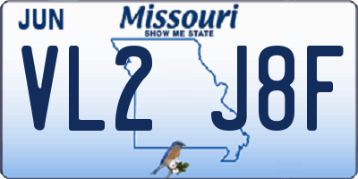 MO license plate VL2J8F
