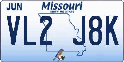 MO license plate VL2J8K