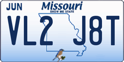 MO license plate VL2J8T