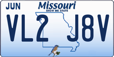 MO license plate VL2J8V
