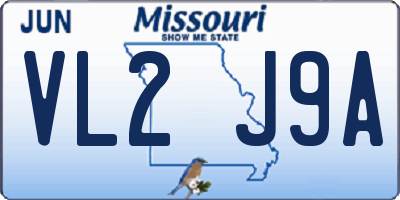 MO license plate VL2J9A