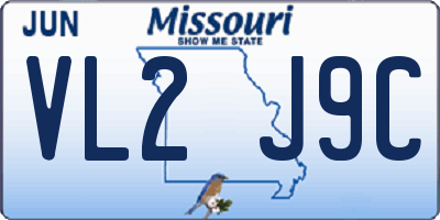 MO license plate VL2J9C