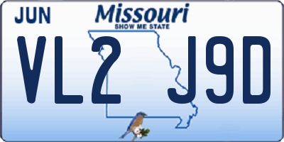 MO license plate VL2J9D