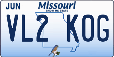 MO license plate VL2K0G