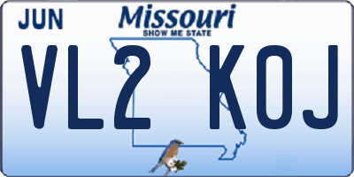 MO license plate VL2K0J