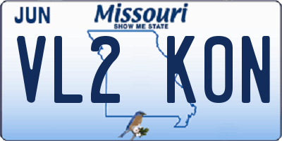MO license plate VL2K0N