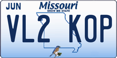 MO license plate VL2K0P