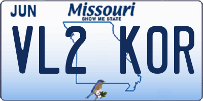 MO license plate VL2K0R