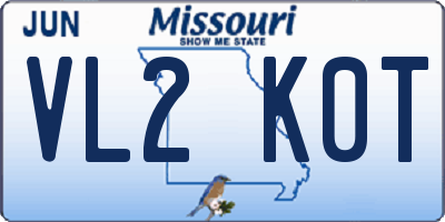 MO license plate VL2K0T