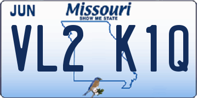 MO license plate VL2K1Q
