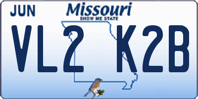 MO license plate VL2K2B