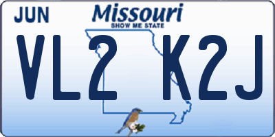 MO license plate VL2K2J