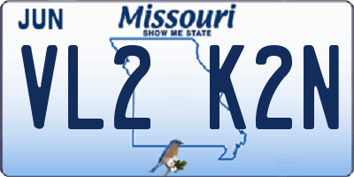 MO license plate VL2K2N