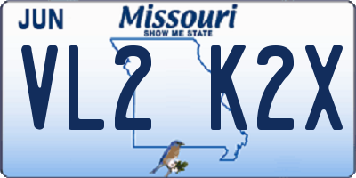 MO license plate VL2K2X