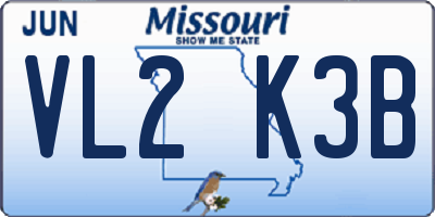 MO license plate VL2K3B