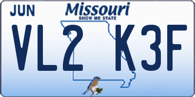 MO license plate VL2K3F