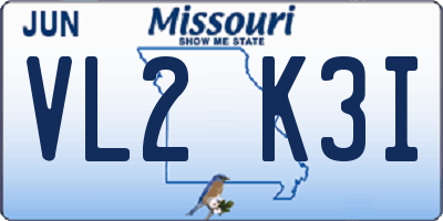 MO license plate VL2K3I