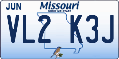MO license plate VL2K3J