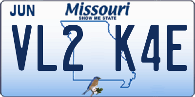 MO license plate VL2K4E