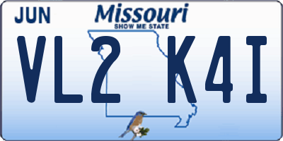 MO license plate VL2K4I