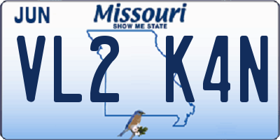 MO license plate VL2K4N