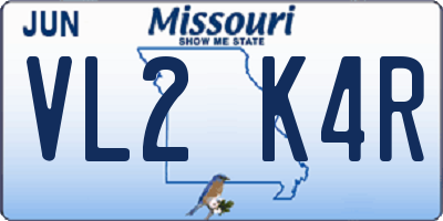 MO license plate VL2K4R