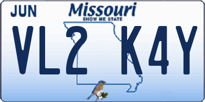 MO license plate VL2K4Y