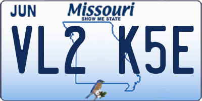 MO license plate VL2K5E
