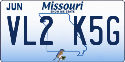 MO license plate VL2K5G