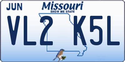 MO license plate VL2K5L