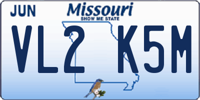 MO license plate VL2K5M